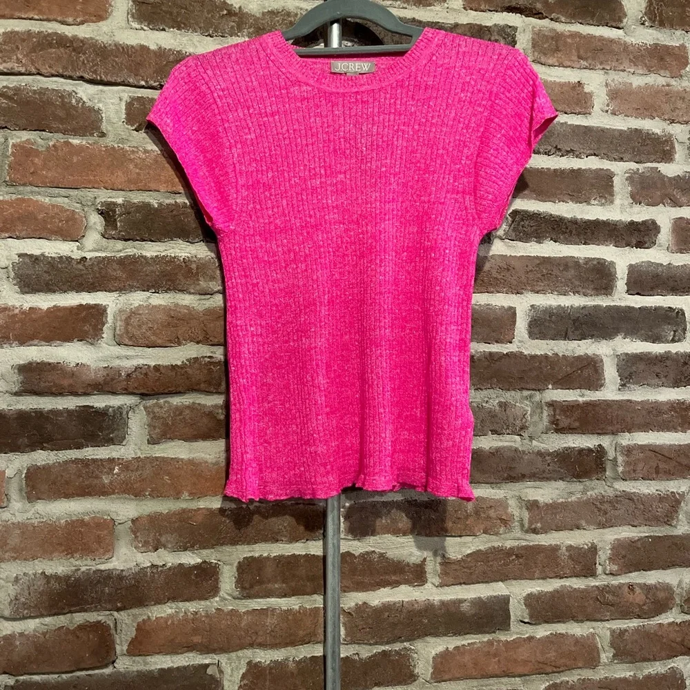 NWT J.Crew Hot Pink Crew Neck Shirt Size Small